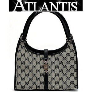 Gucci Jackie Bardot shoulder bag black GG black leather trim